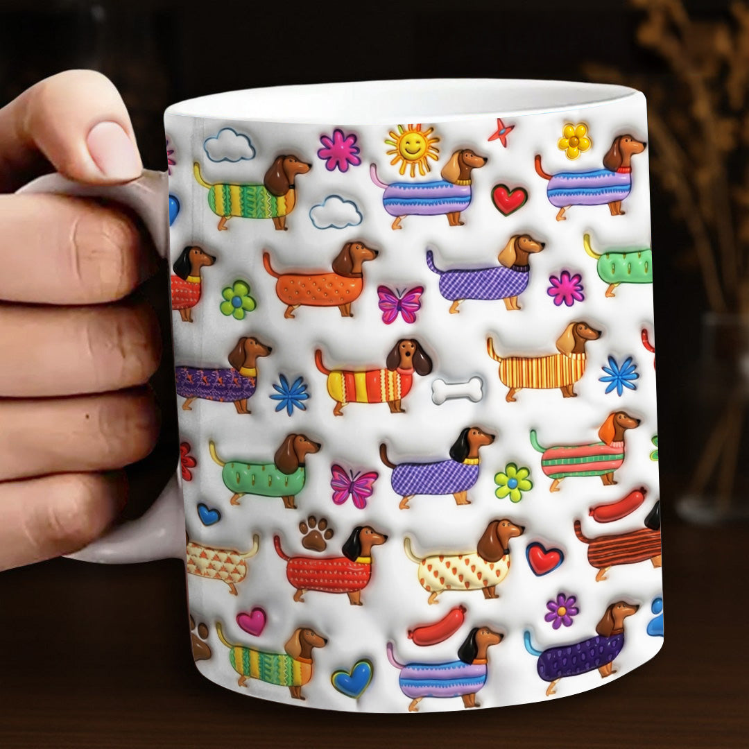 Lorva Dachshund Flat Print Mug Happy Day