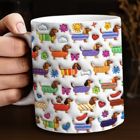 Lorva Dachshund Flat Print Mug Happy Day