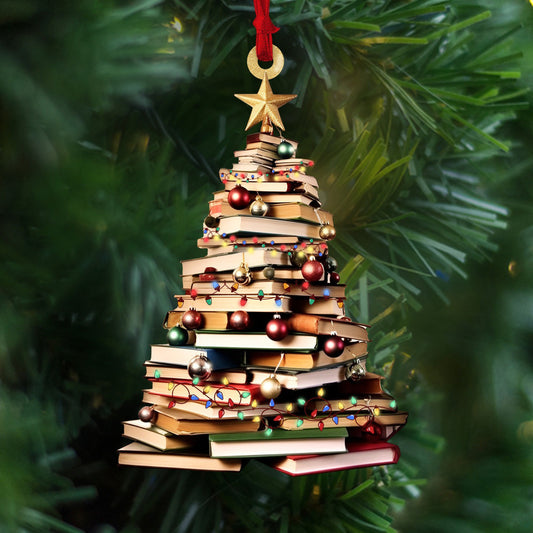 Lorva Reading Acrylic Ornament Charming Book Christmas Tree