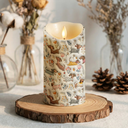 Lorva Dachshund LED Candle Happy Field Flowers