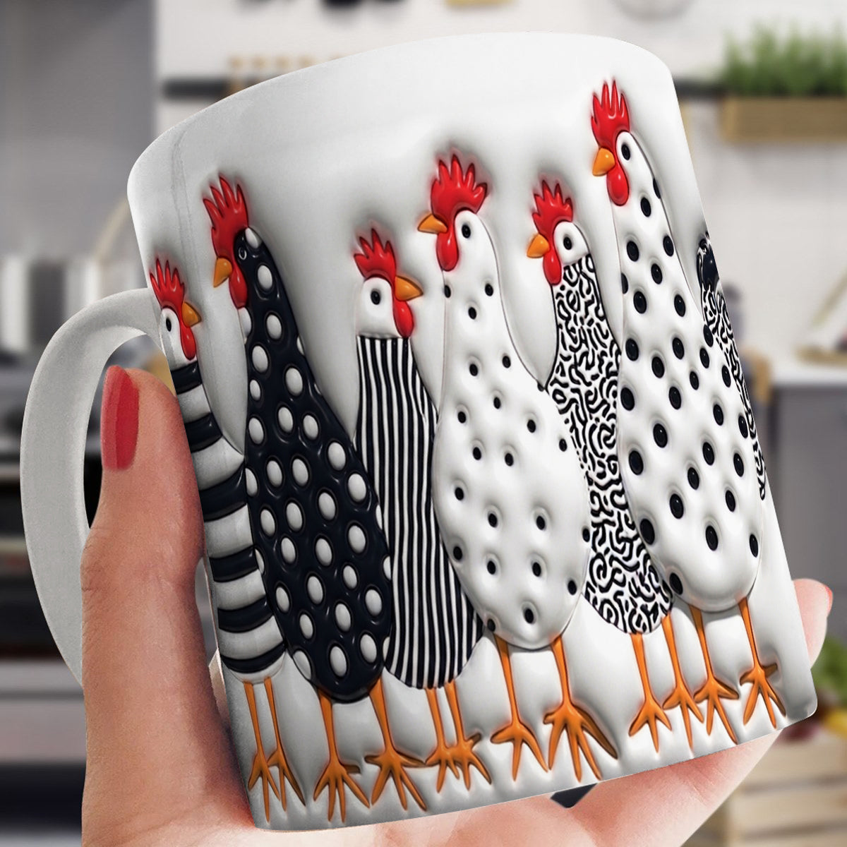 Lorva Flat Print Mug Amazing Chickens