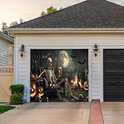 Lorva Garage Door Banner Decoration Skeleton's Last Call