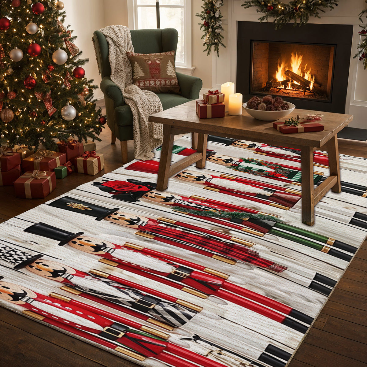 Lorva Christmas Area Rug Charming Nutcracker
