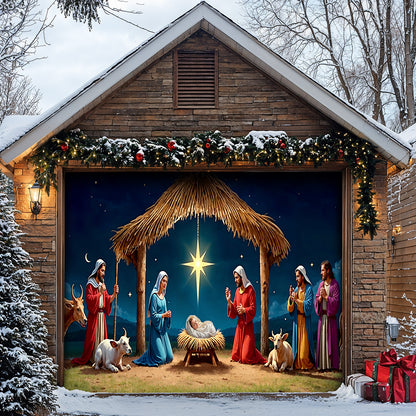 Lorva Nativity Scene Christmas Garage Door Banner Decoration