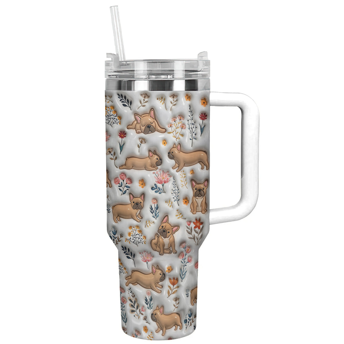 Lorva French Bulldog Tumbler Happy Field Flowers