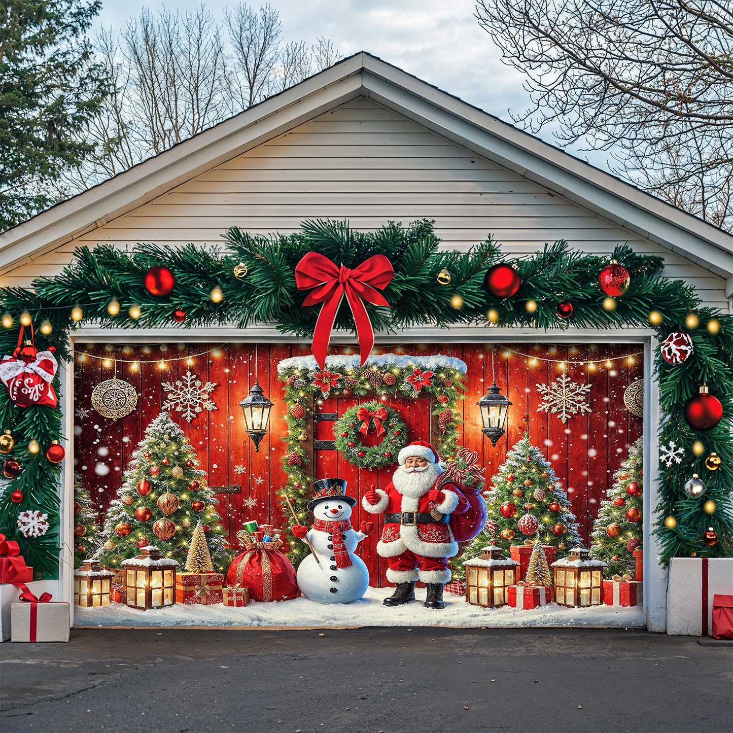 Lorva Christmas Garage Door Banner Decoration Happy