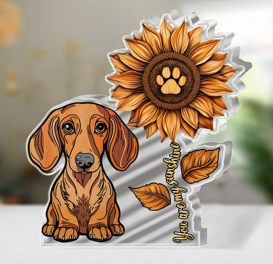 Dachshund Custom Shaped 2D Print Acrylic Plaque You Are My Sunshine
