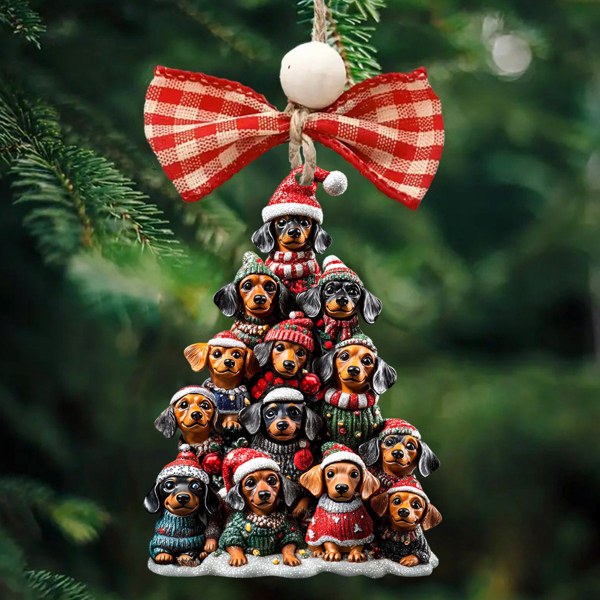 Lorva Dachshund Acrylic Ornament Merry Dachmas
