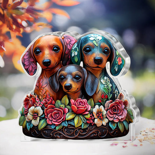Dachshund Custom Shaped 2D Print Acrylic Plaque Family Lovely
