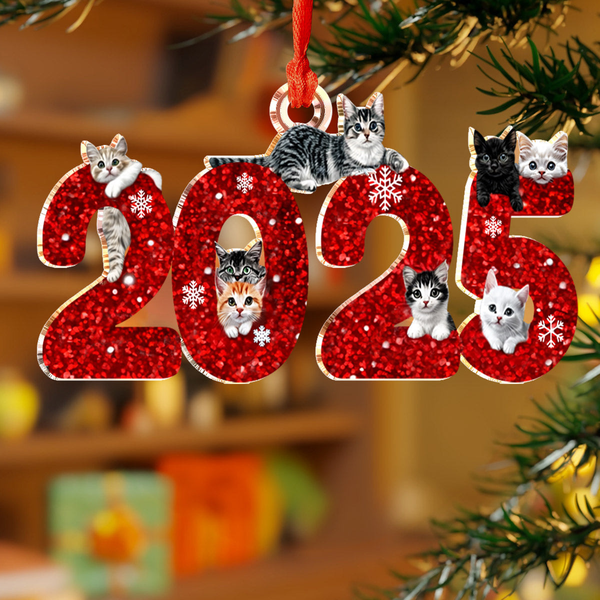 Lorva Cat 2D Acrylic Ornament Merry Christmas 2025