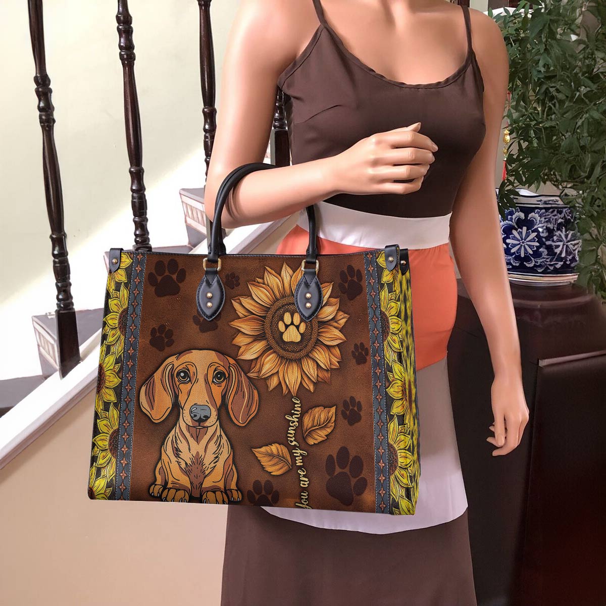 Lorva Leather Bag Dachshund You Are My Sunshine