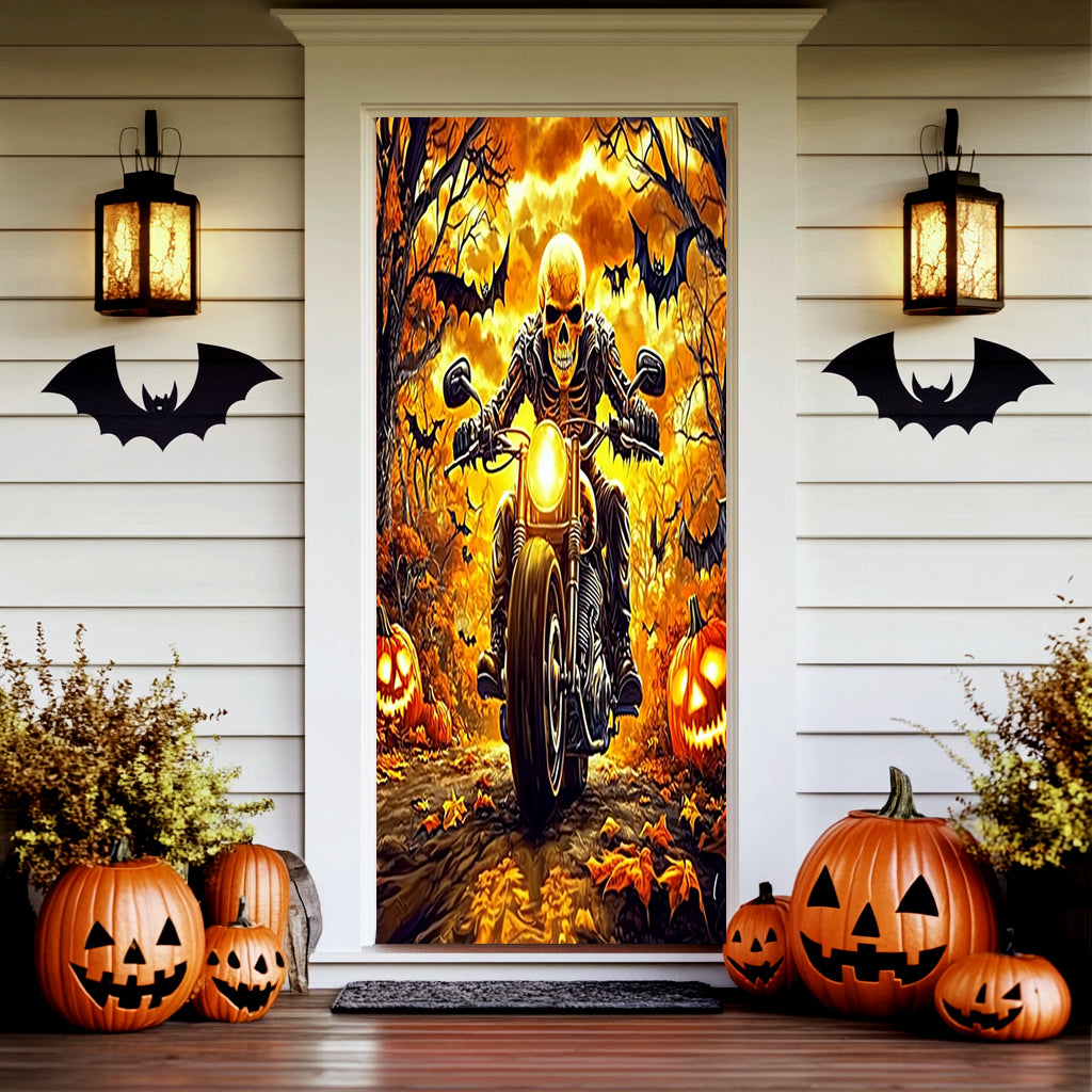 Lorva Halloween Door Cover Born To Ride Built For Halloween