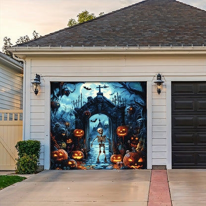 Lorva Halloween Garage Door Banner Decoration The Skeleton Graveyard