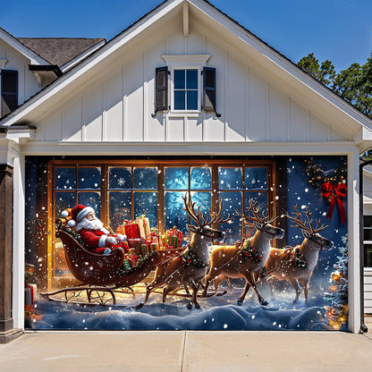 Lorva Christmas Garage Door Banner Decoration Festive Christmas Reindeer & Snow