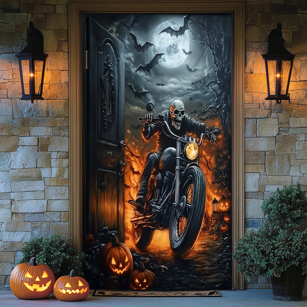 Lorva Halloween Door Cover Skull Rider Haunted