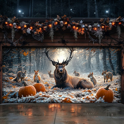 Lorva Garage Door Banner Decoration Rustic Autumn Wildlife