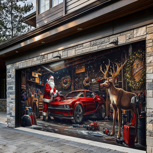 Lorva Christmas Garage Door Banner Decoration The Reindeer Motorworks