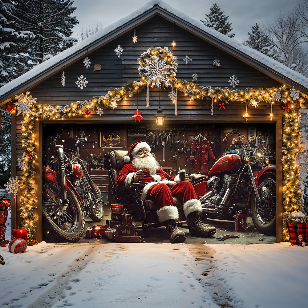 Lorva Christmas Garage Door Banner Decoration Santa’s Christmas Ride Crew