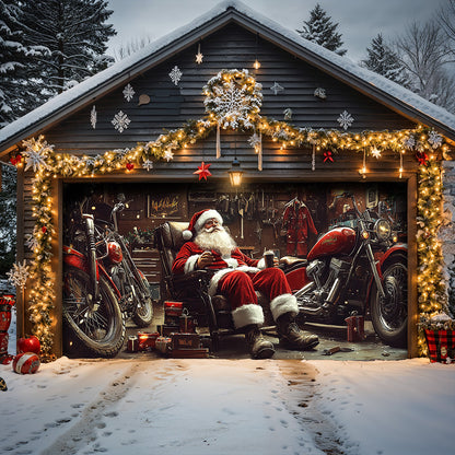 Lorva Christmas Garage Door Banner Decoration Santa’s Christmas Ride Crew