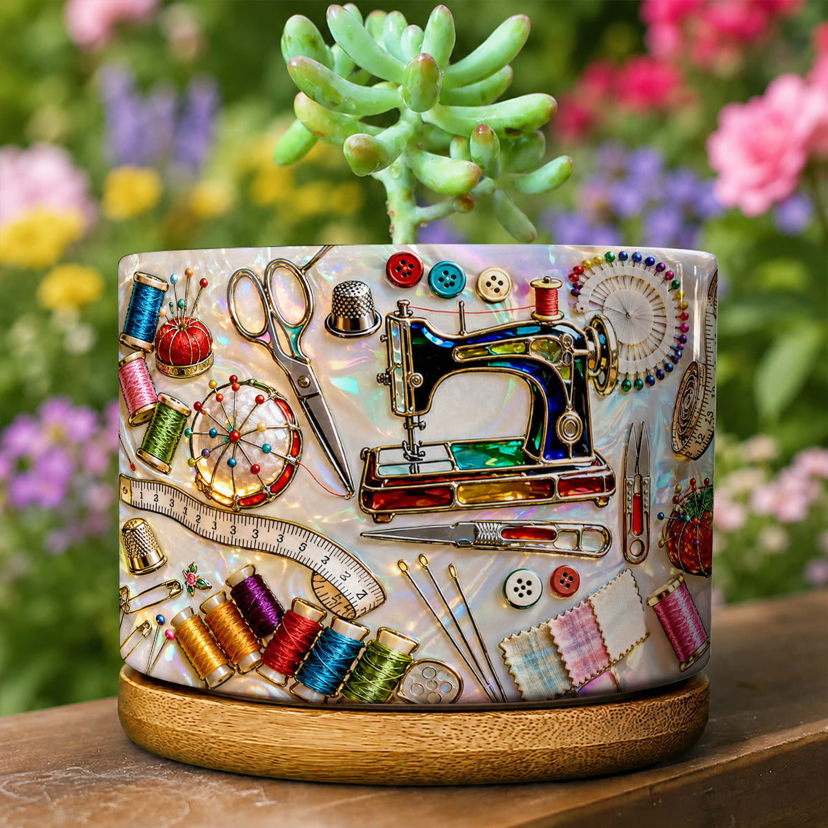 Lorva Sewing Ceramic Plant Pot Charming Sewing Life