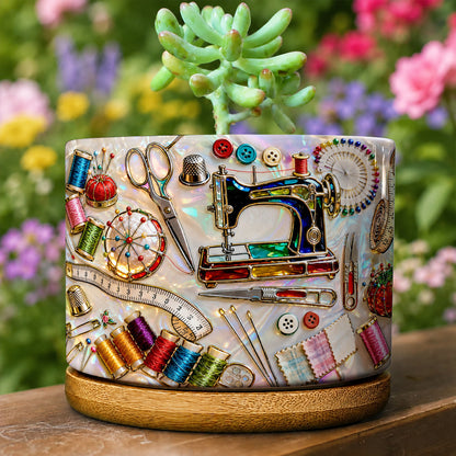 Lorva Sewing Ceramic Plant Pot Charming Sewing Life