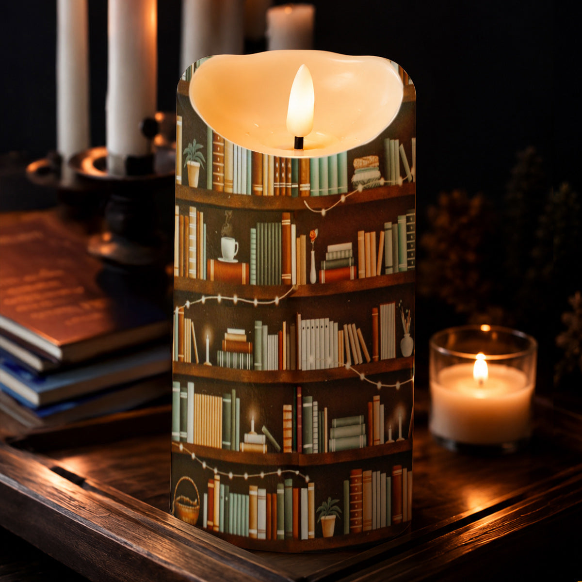 Lorva Reading LED Candle Cozy Bookshelf