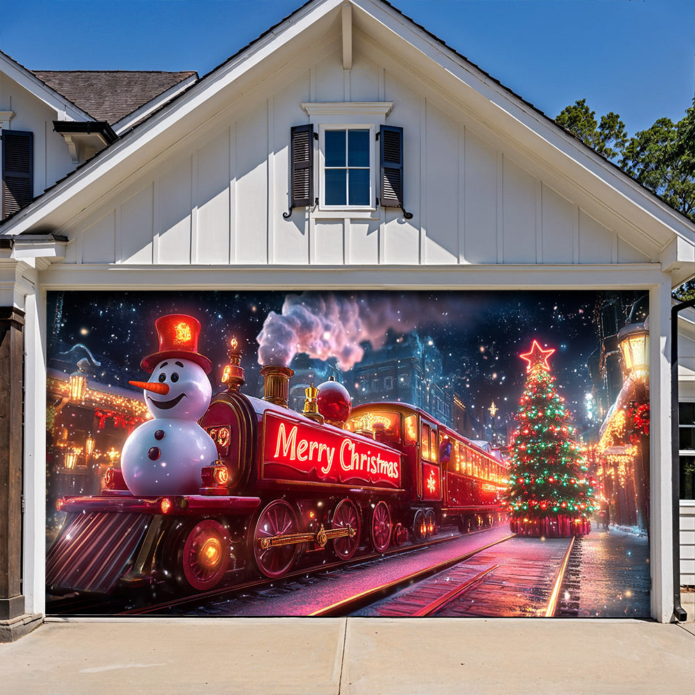 Lorva Christmas Garage Door Banner Decoration Snowman’s Holiday Express