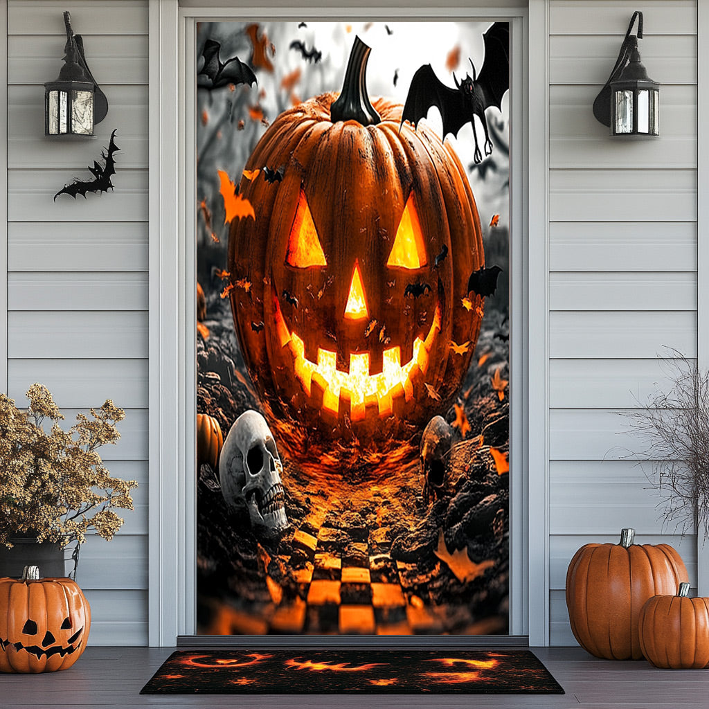 Lorva Halloween Door Cover Grinning Jack Halloween