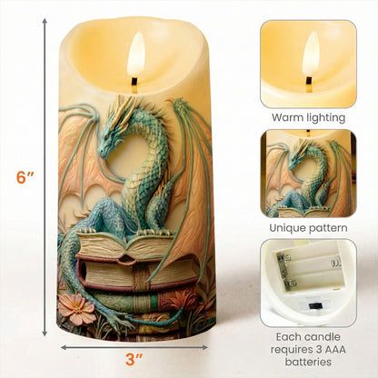 Lorva Reading 2D Printed LED Candle A Dragon's Favorite Reading