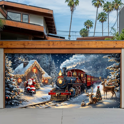 Lorva Christmas Garage Door Banner Decoration Winter Wonderland Christmas Train