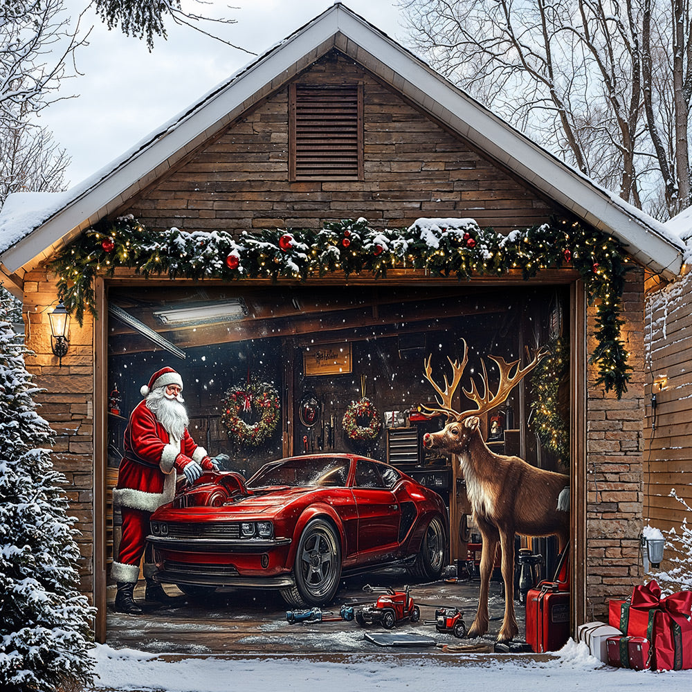 Lorva Christmas Garage Door Banner Decoration The Reindeer Motorworks