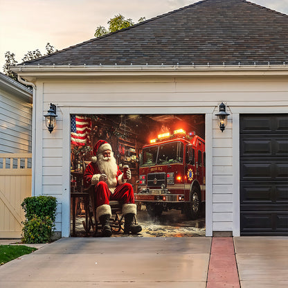 Lorva Garage Door Banner Decoration Christmas Firefighter Garage