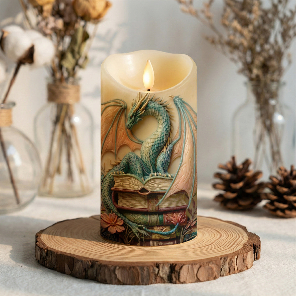 Lorva Reading 2D Printed LED Candle A Dragon's Favorite Reading