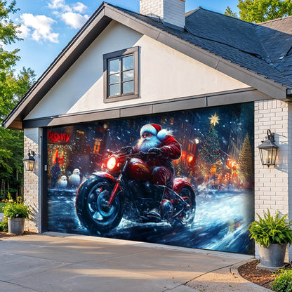Lorva Christmas Garage Door Banner Decoration Santa’s Holiday Thunder