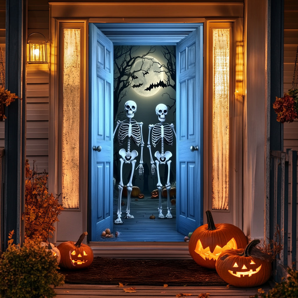 Lorva Halloween Door Cover A Spooky Night With Skeletons