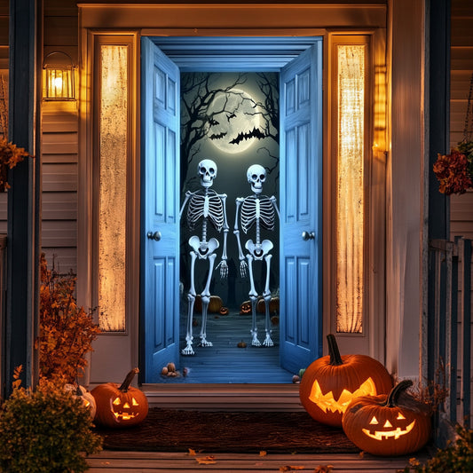 Lorva Halloween Door Cover A Spooky Night With Skeletons