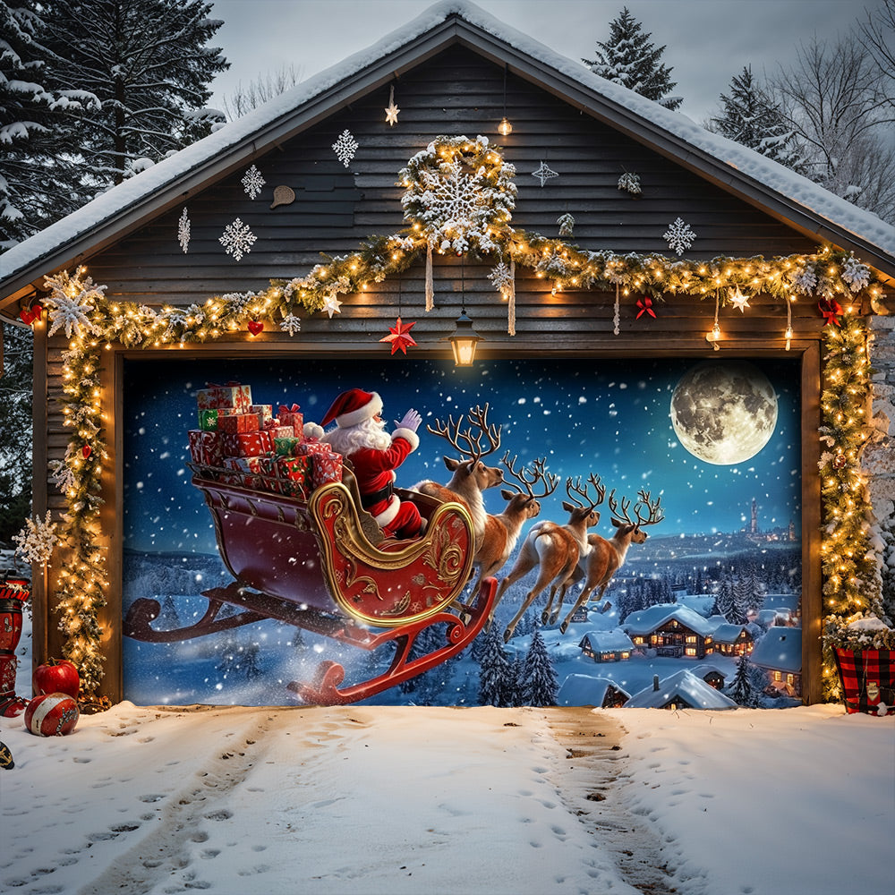 Lorva Christmas Garage Door Banner Decoration Santa’s Holiday Express