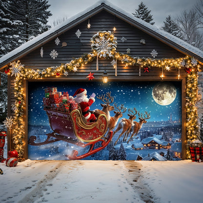 Lorva Christmas Garage Door Banner Decoration Santa’s Holiday Express