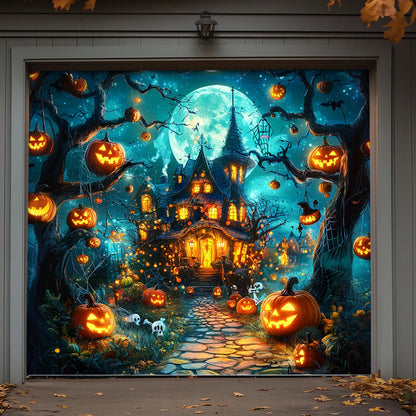 Lorva Halloween Garage Door Banner Decoration Pumpkin Wonderland