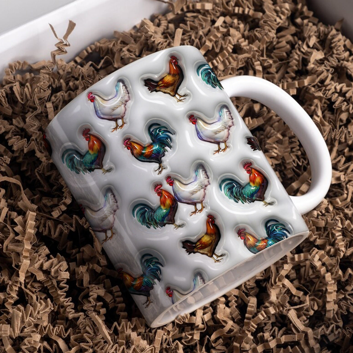 Lorva Flat Print Mug Gentle Chickens