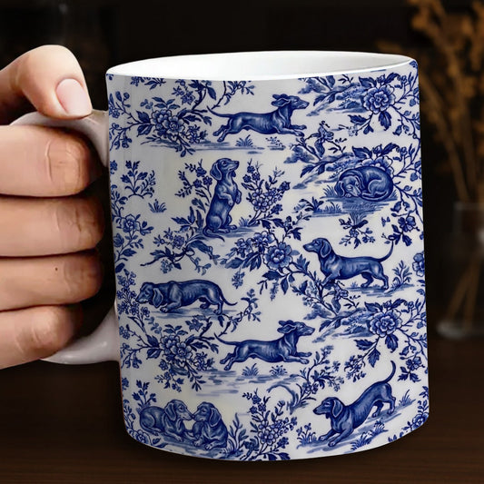 Lorva Mug Classical Floral Dachshunds