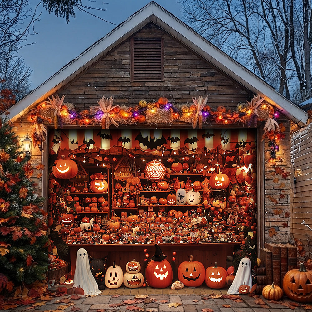 Lorva Halloween Garage Door Banner Decoration Shopfront Pumpkins