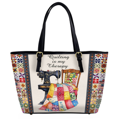 Lorva Leather Tote Bag Quilting Is My Therapy