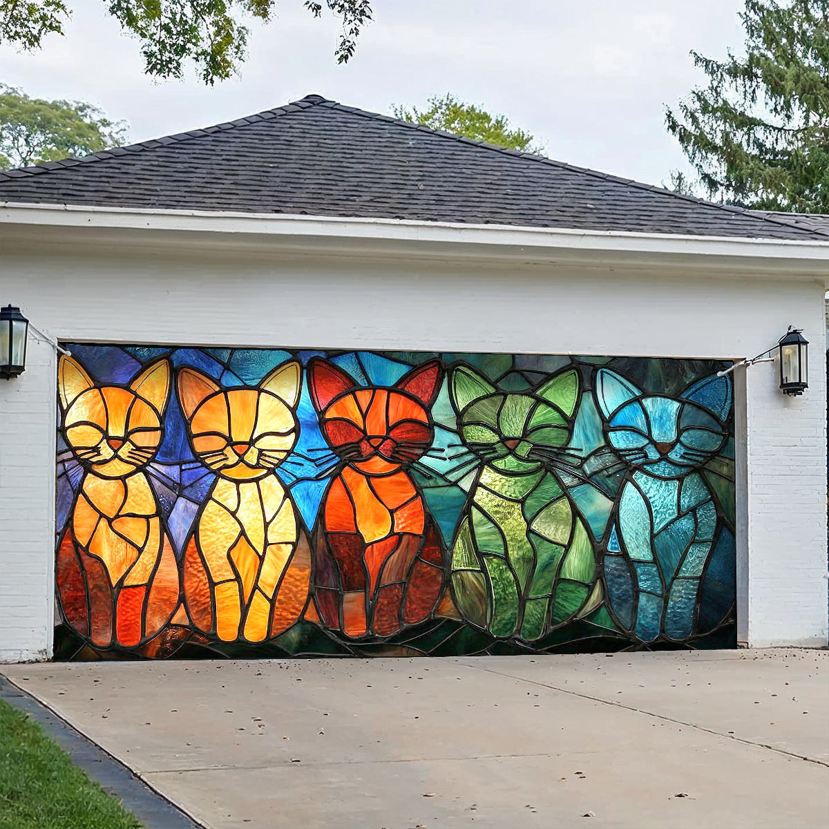 Lorva Cat Garage Door Banner Decoration Welcome