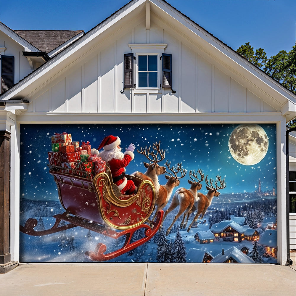 Lorva Christmas Garage Door Banner Decoration Santa’s Holiday Express