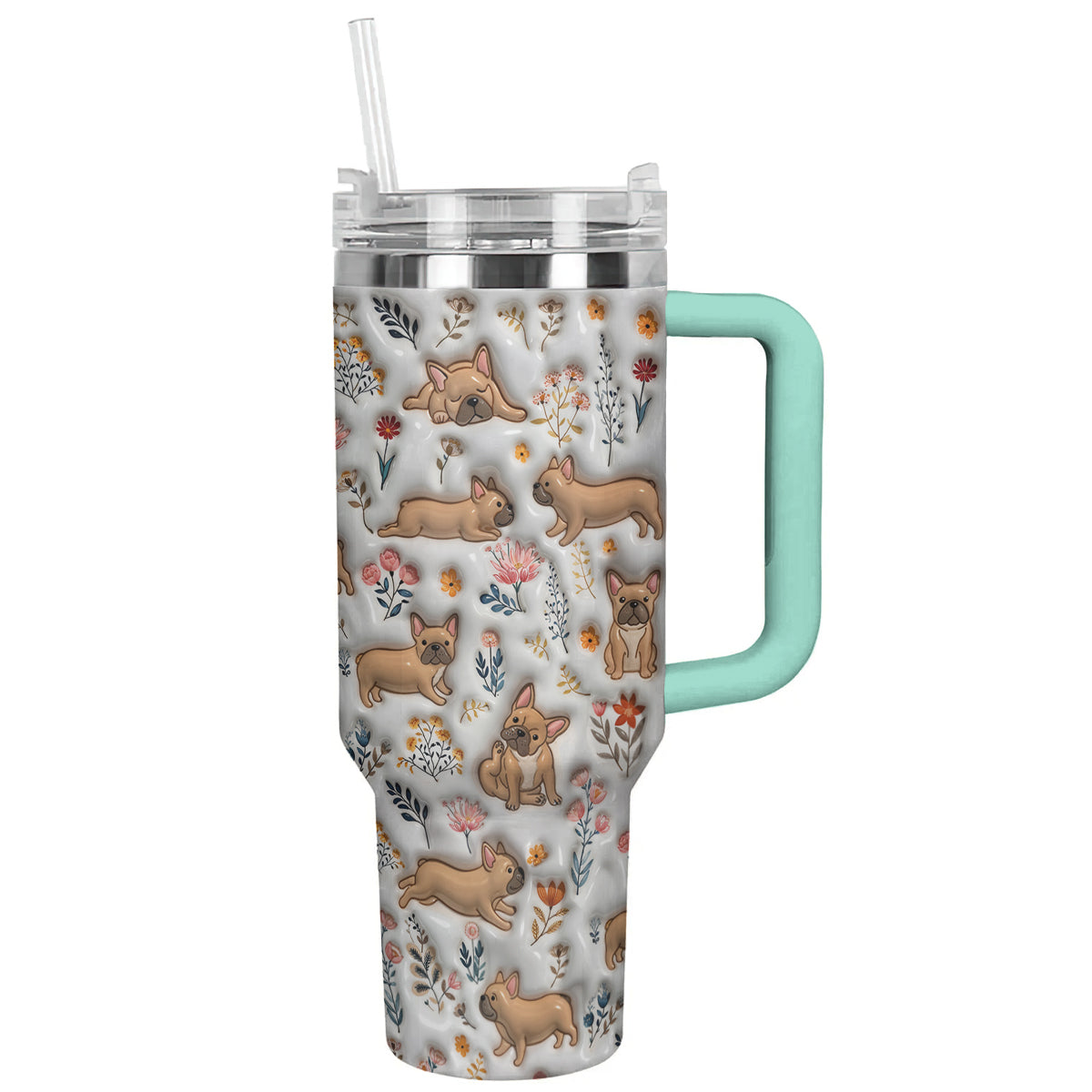 Lorva French Bulldog Tumbler Happy Field Flowers