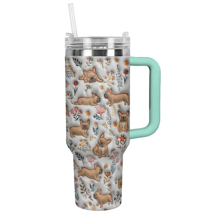 Lorva French Bulldog Tumbler Happy Field Flowers