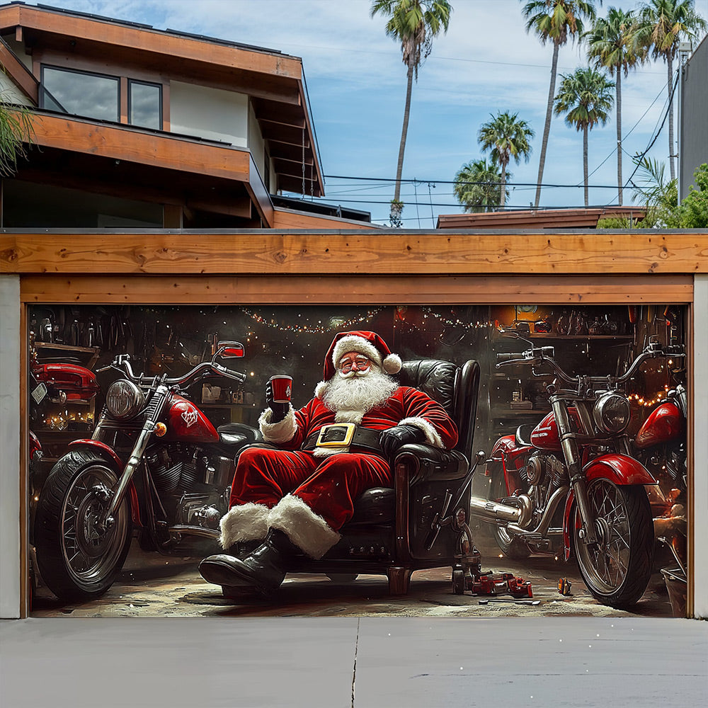 Lorva Christmas Garage Door Banner Decoration Santa’s Holiday Ride Garage