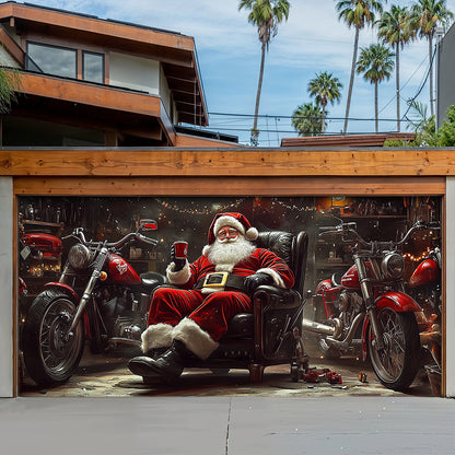 Lorva Christmas Garage Door Banner Decoration Santa’s Holiday Ride Garage