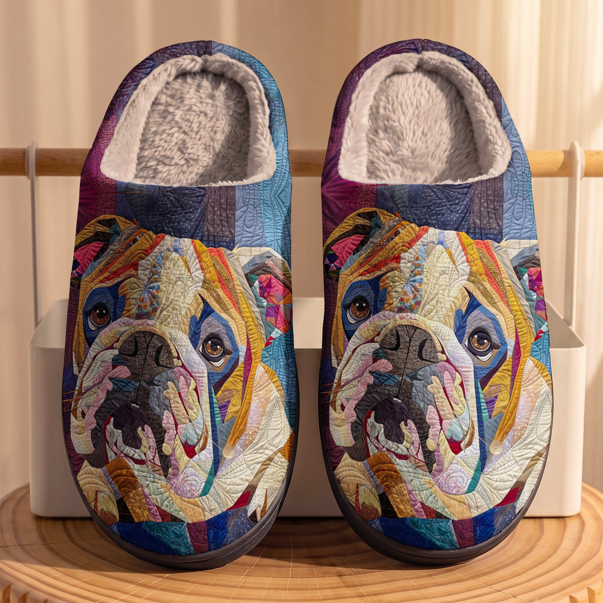 Lorva English Bulldog Fleece Lined Slippers Cute
